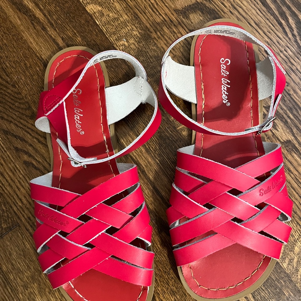 Salt Water Red Leather Sandals